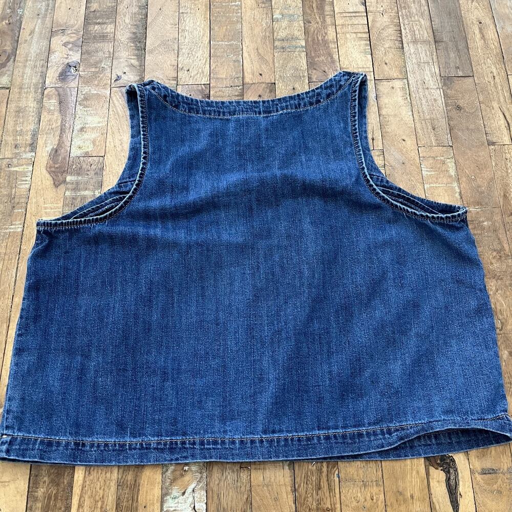 Old Navy Sleeveless Square Neck Dark Wash Denim Top Women's XL 100% Cotton - Picture 6 of 9